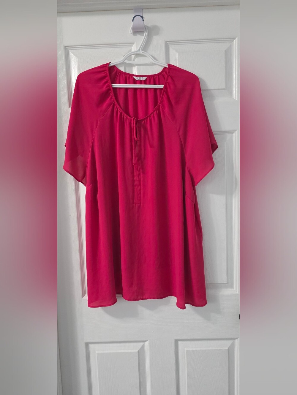 Penningtons Fuchsia Tie-Front Short-Sleeve Tunic